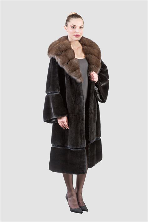 blackglama mink fur coat with sable collar i 100 real fur coats