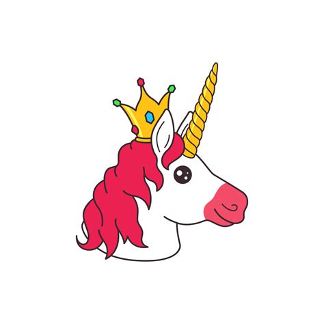 Cute Magic Fantasy Cartoon Unicorn Head With Princess Crown Sticker