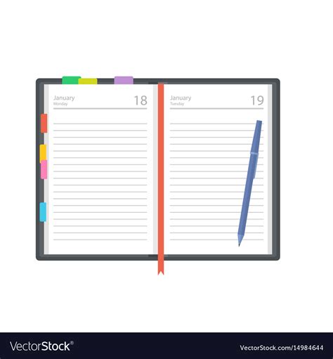 Open Diary Planner Or Notebook Royalty Free Vector Image