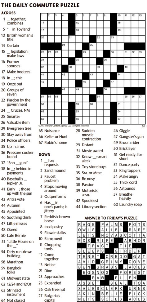 Daily Commuter Crossword Printable Customize And Print