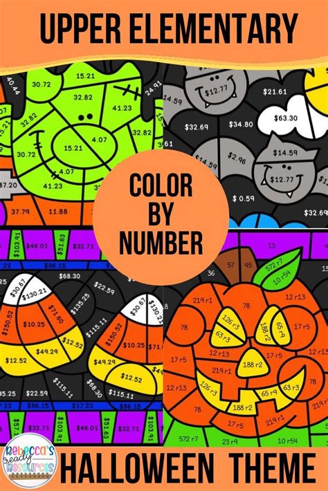5th Grade Math Worksheets Halloween Color By Number Bundle Math