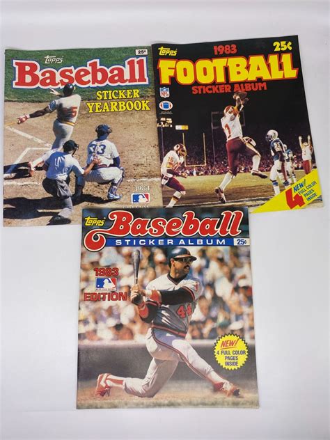 Set Of 3 Vintage Topps Sticker Yearbooks 2 Baseball 1 Football 8384