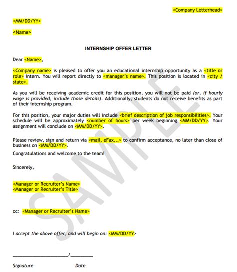 If you want to email a company asking for an internship, first. 5+ Internship Offer Letter Templates - Word Excel Templates | Letter template word, Letter ...