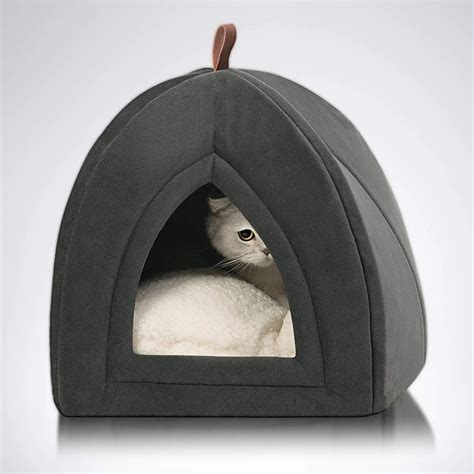 Pet Tent Cave Bed For Cats Hut With Removable Washable Cushioned Pillow