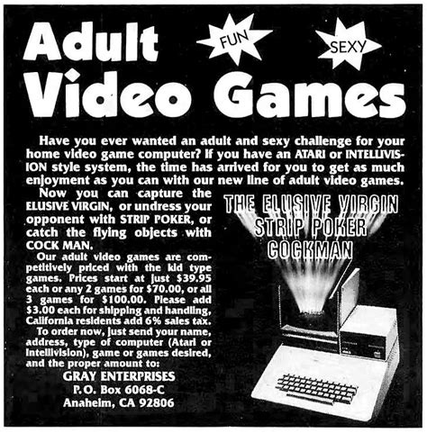 Sluts And Guts On Twitter Adult Video Games 1982 Oldadvertisements Backintheday