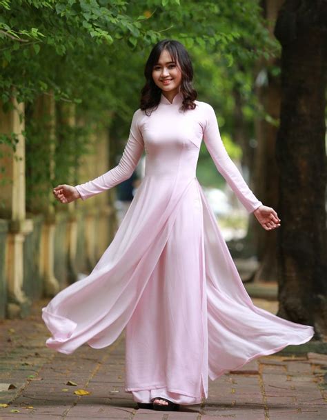 Double Layers Ao Dai Tailor Made Chiffon Light Pink Hien Thao Shop