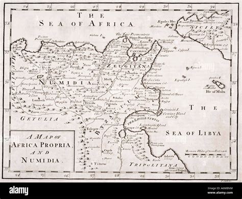 A 19th Century Map Of Africa Propria And Numidia Stock Photo Alamy