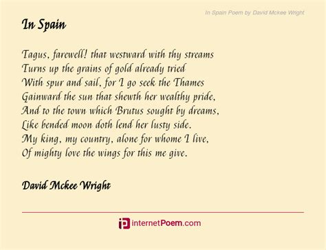 In Spain Poem By David Mckee Wright