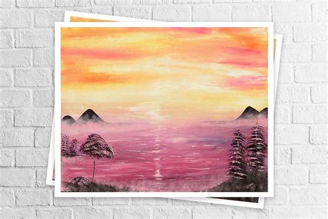 Print Of Original Painting Sunset Seascape Painting Etsy Australia