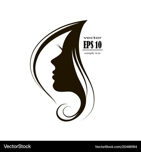 Beautiful Woman Face And Hair Fashion Icon Vector Image