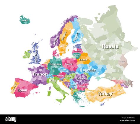 Detailed Map Of Europe Cut Out Stock Images And Pictures Alamy