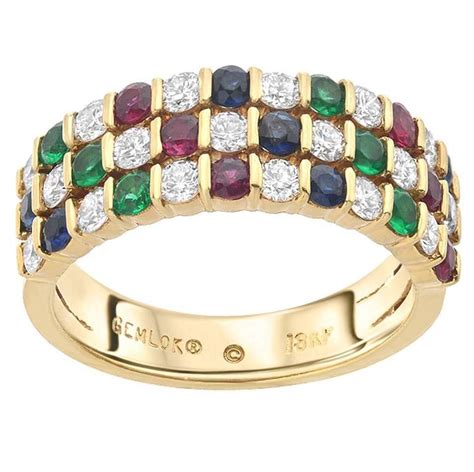 5 out of 5 stars (11,270) sale price $418.50 $ 418.50 $ 465.00 original price $465.00 (10% off) free shipping favorite add. Gemlok Diamond Ruby Sapphire Emerald Gold Band Ring For Sale at 1stdibs