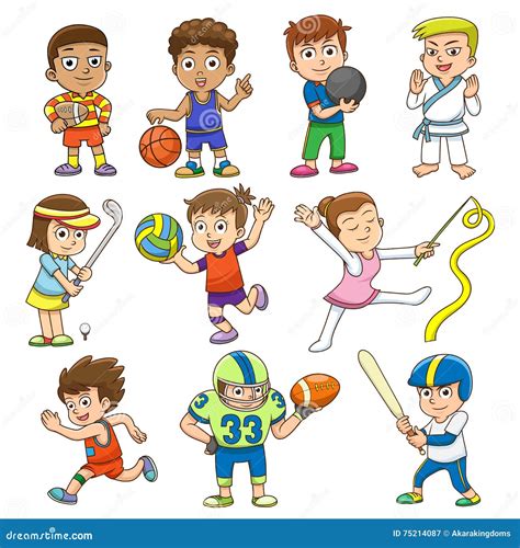 Illustration Of Children Playing Different Sports Stock Vector