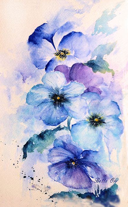 Watercolor Tattoo Pansy Blues By Bette Orr Your