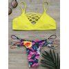 17 OFF 2021 Criss Cross Floral Strappy Bikini Set In YELLOW DressLily