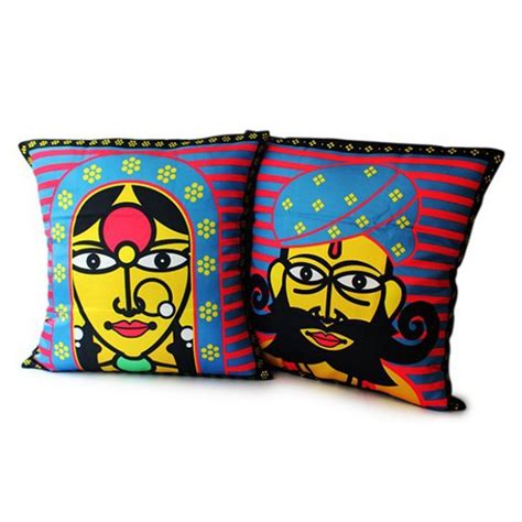 Rajasthani couple pillows | Cushion cover designs, Cushion covers, Cushion covers online