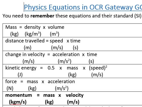 Spice Of Lyfe Gcse Physics Formula Sheet Ocr Vrogue