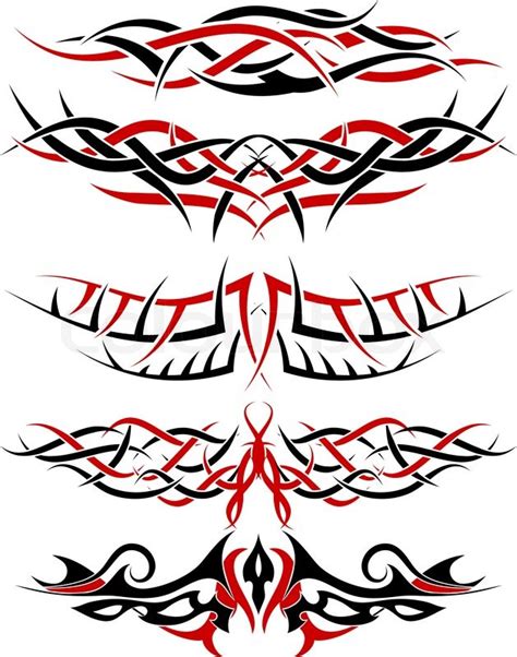 Black With Red Patterns Of Tribal Tattoo For Design Use Stock Vector