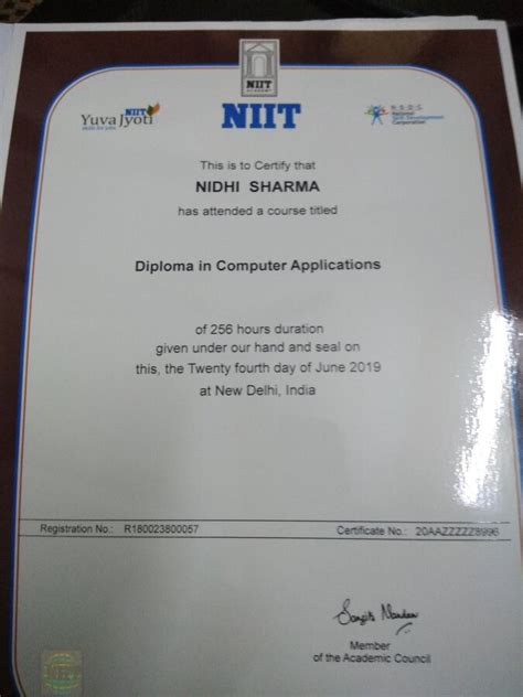 Niit — Regarding Dca Certificate