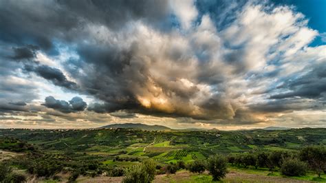 Dramatic Clouds And Skies Over Orchards And Farms Image Free Stock
