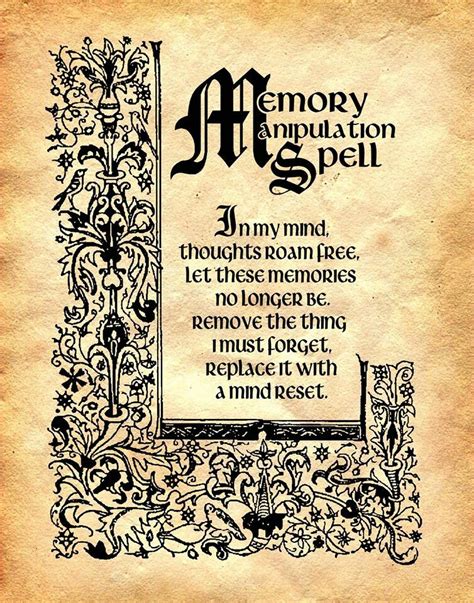 Memory Manpulatlon Spell Wiccan Spell Book Witchcraft Spell Books