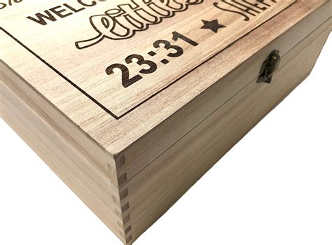 Extra Large Personalised Wooden Baby Keepsake Box Engraved Etsy Uk