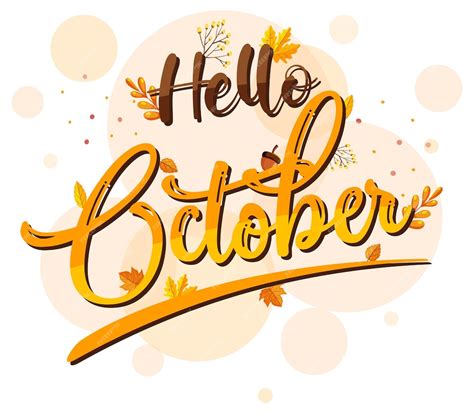 Premium Vector Hello October Logo With Ornamental Autumn Leaf