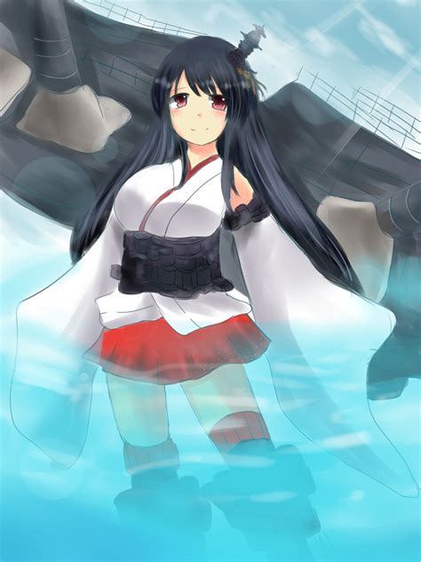 wallpaper anime girls kantai collection fusou kancolle long hair black hair artwork