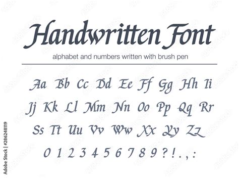 Universal Handwritten Italic Font Hand Drawn Alphabet Written With
