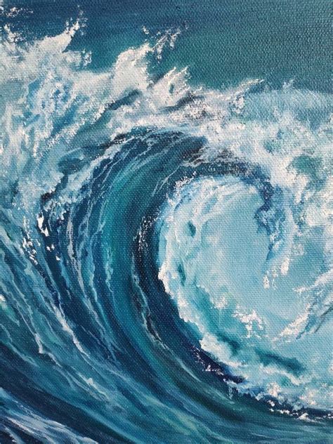 An Oil Painting Of A Wave In The Ocean