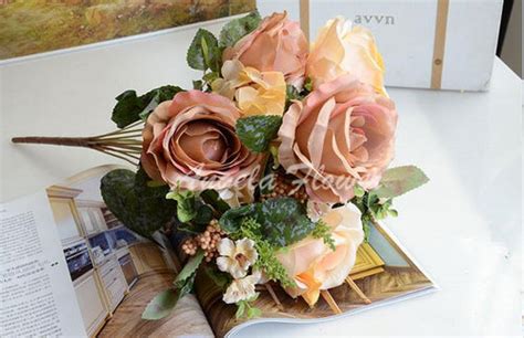 13 heads realist peony silk rose bouquet for home accent wanahavit