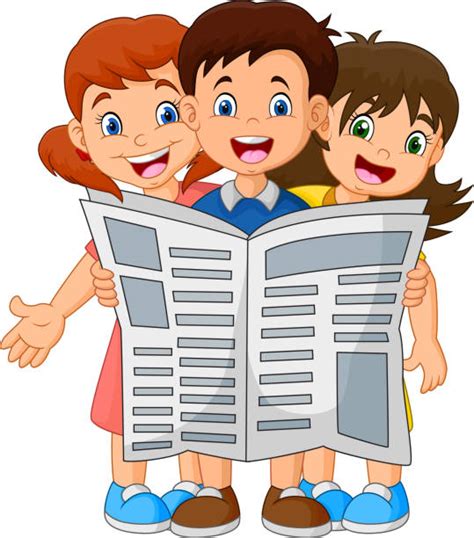 Kids Reading Magazines Clipart