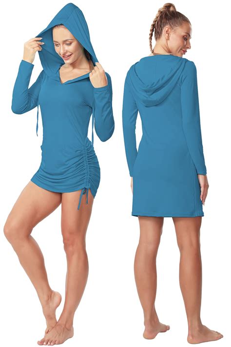 Cakulo Womens Swim Beach Cover Up Plus Size Pool Hoodie Dress Long