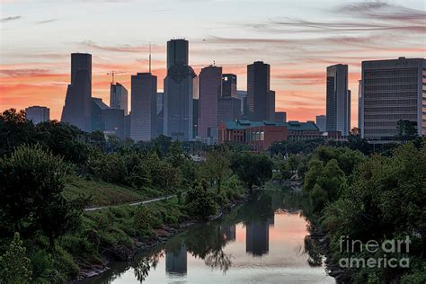 Houston Skyline Over Buffalo Bayou Sunrise Photograph By Bee Creek