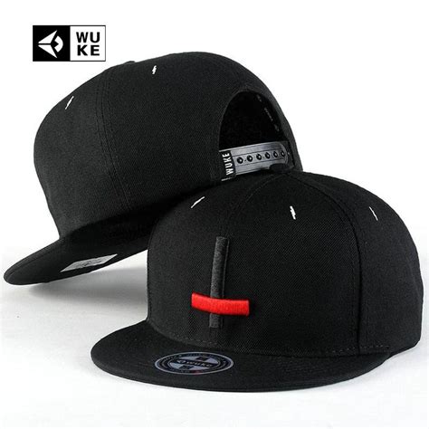 Wuke Summer Embroidery Cross Hip Hop Snapback Hats For Man Woman Flat Brim Baseball Caps Black