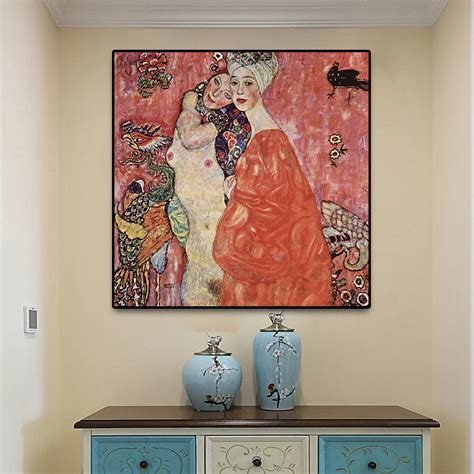 Gustav Klimt Women Friends Reproduction Oil Painting On Canvas Art Scandinavian Posters And