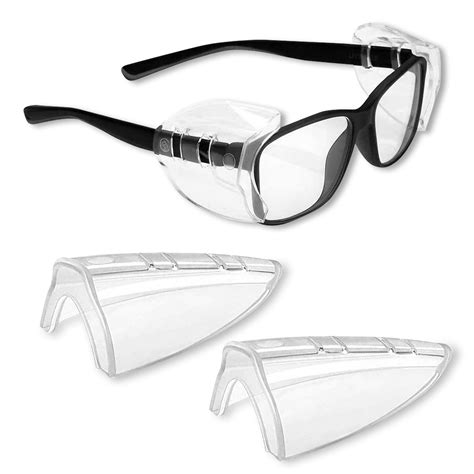 Eeekit 1pair Slip On Clear Side Shields For Safety Glasses Eye Glasses Side Shields For Small