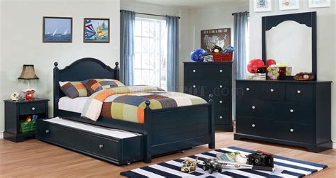Diane 4pc Youth Bedroom Set Cm7158bl In Navy Blue Woptions