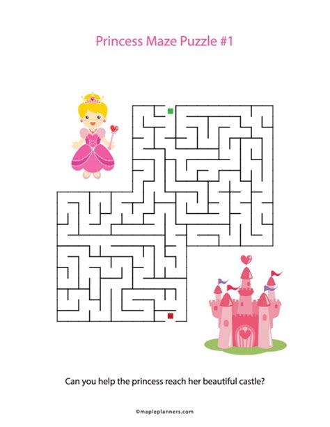Princess Maze Puzzle Printable