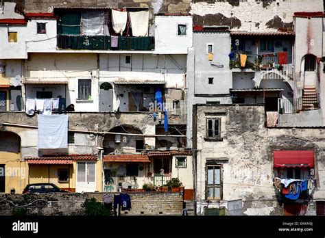 Homes In Ercolano A Poor Suburb Of Naples Italy Showing Living Conditions And Poverty Stock