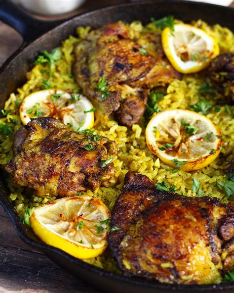 The flavors really jazz up this healthy side dish. One Pot Middle Eastern Chicken and Rice - Ev's Eats