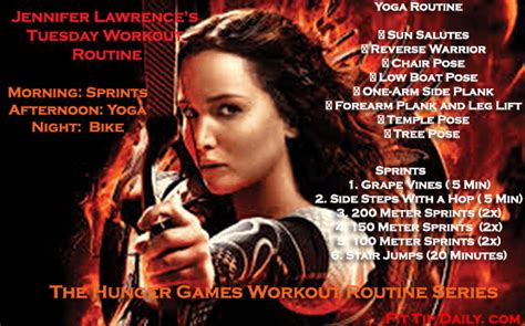 Jennifer Lawrences Workout Routine Hunger Games Tuesday Routine Jennifer Lawrence Workout