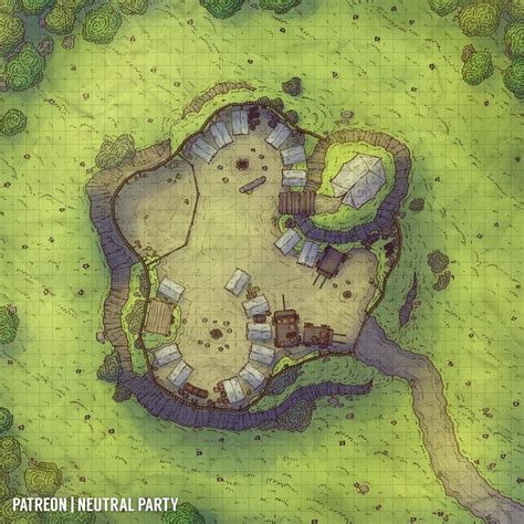 Oc Art Big Hilltop Camp Battlemap Dnd Fantasy Map