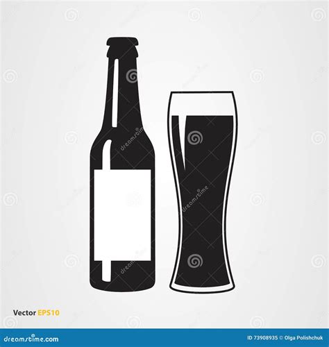 Bottle Of Dark Craft Beer With Glass Stock Illustration Illustration