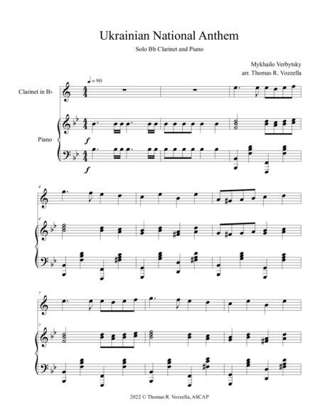Ukrainian National Anthem Bb Clarinet By Mykhailo Verbytsky Digital Sheet Music For Score