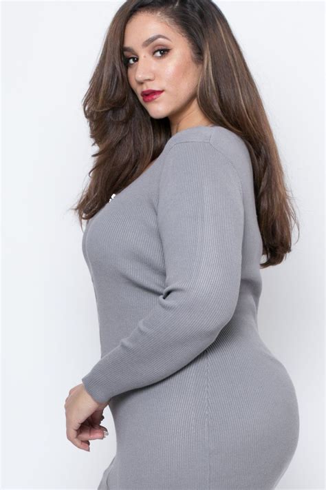 Plus Size Missy Sweater Dress Grey Curvy Women Outfits Curvy Women
