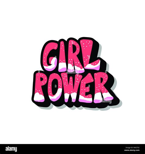 Girl Power Quote Isolated Grl Pwr Hand Lettering Feminist Slogan Vector Illustration Stock