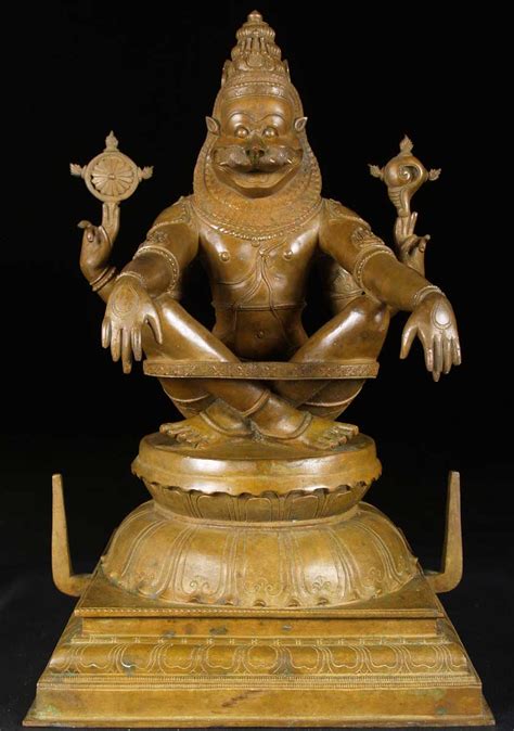 Bronze Yoga Narasimha Holding Conch And Discus 24 9bc6 Hindu Gods