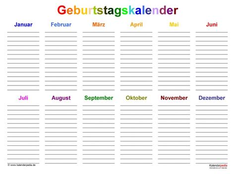 Der zeitlose kleine prints geburtstagskalender zum kostenlosen download, einfach herunterladen und ausdrucken! Geburtstagskalender In Pdf Zum Ausdrucken (10 Varianten ...