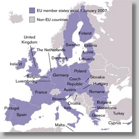Map Of European Union Member States As Of 1 January 2007 Download